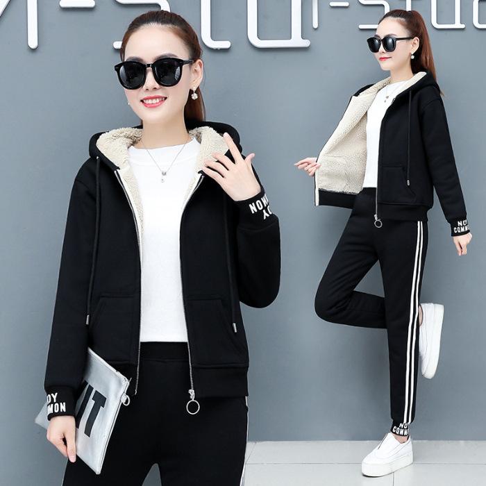 Berber Fleece Hoodie-Style Two-Piece 2020 Winter New Style Brushed And Thick Warm Sports Clothing Casual WOMEN'S Suit, Black and white with pattern
Berber Fleece Hoodie-Style Two-Piece 2020 Winter New Style Brushed And Thick Warm Sports Clothing Casual WOMEN'S Suit, Black and white with pattern