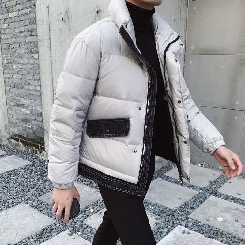 High Quality Winter Jackets Mens Black Stand Collar Down Jacket With Denim Splicing Contrast Duck Down Solid Coat Mens Clothing, Beige
High Quality Winter Jackets Mens Black Stand Collar Down Jacket With Denim Splicing Contrast Duck Down Solid Coat Mens Clothing, Beige
