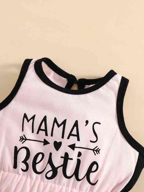 Baby Letter & Geo Print Contrast Binding Romper SHE