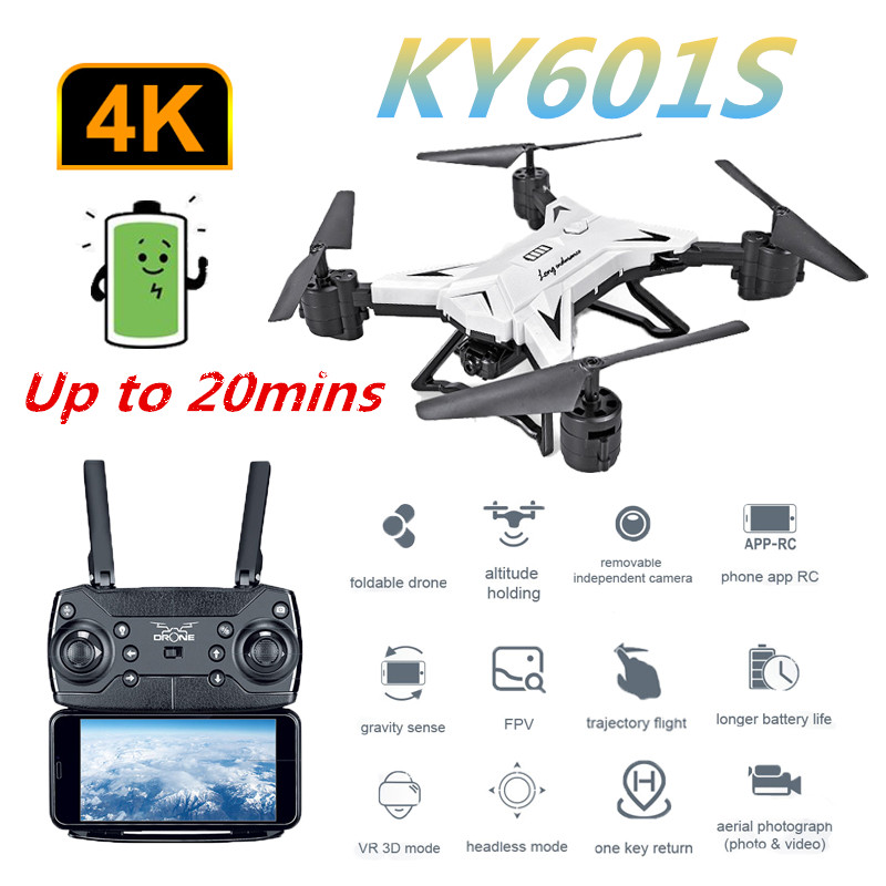 KY601S Foldable Professional Drone w/ 0.3MP/5MP/4K HD Camera 5G WiFi GPS Remote Control Distance 2KM FPV RC Drone RC Quadcopter, White
KY601S Foldable Professional Drone w/ 0.3MP/5MP/4K HD Camera 5G WiFi GPS Remote Control Distance 2KM FPV RC Drone RC Quadcopter, White