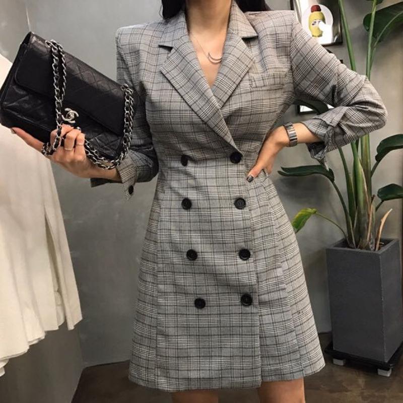 New Arrival Elegant double breasted long suit blazer femme Autumn Winter Plaid Ladies blazer Women coat jacket casual outerwear, Gray
New Arrival Elegant double breasted long suit blazer femme Autumn Winter Plaid Ladies blazer Women coat jacket casual outerwear, Gray