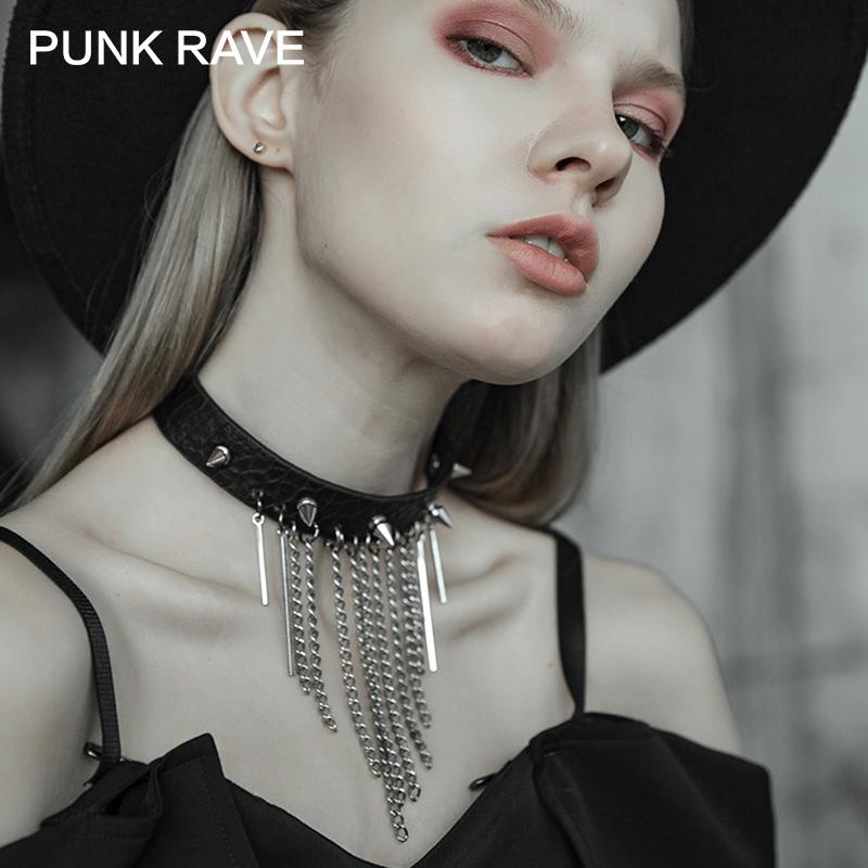 PUNK RAVE Girl's Dark Punk Necklace Elegant Temperament Stud Metal Tassel Pendant Collar Women Accessories
PUNK RAVE Girl's Dark Punk Necklace Elegant Temperament Stud Metal Tassel Pendant Collar Women Accessories