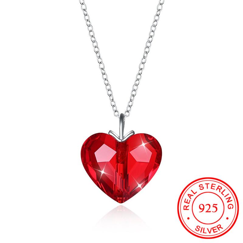 Pendant Necklaces Luxury Austrian Crystal Red Love Heart Necklace For Lovers Valentines Gift S925 Sterling Silver Romantic Wedding Bijoux
Pendant Necklaces Luxury Austrian Crystal Red Love Heart Necklace For Lovers Valentines Gift S925 Sterling Silver Romantic Wedding Bijoux