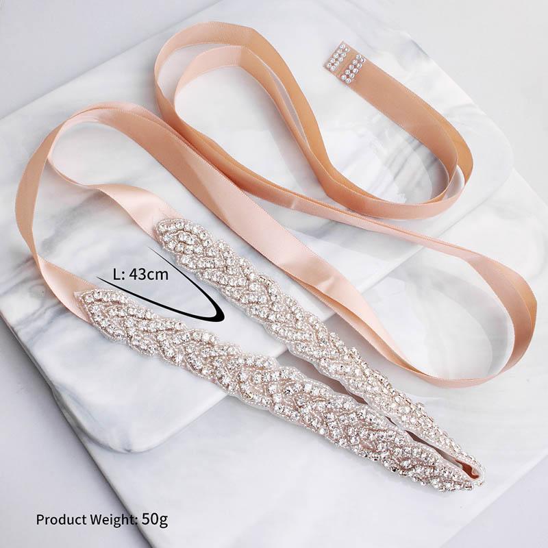 Hot Selling Handmade Rhinestone Belt Wedding Bridal Belt Sashes for Wedding Bridesmaid Dress -B5, Pink