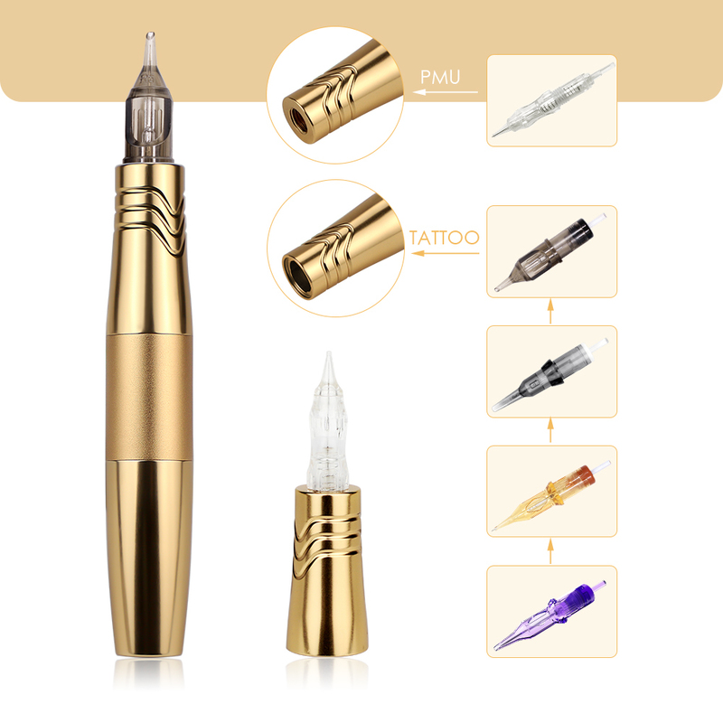 Dual Use PMU Tattoo Machine Permanent Makeup Machine RCA Golden Rotary Tattoo Pen with 2 Head Dual Type Needles Interface 220214