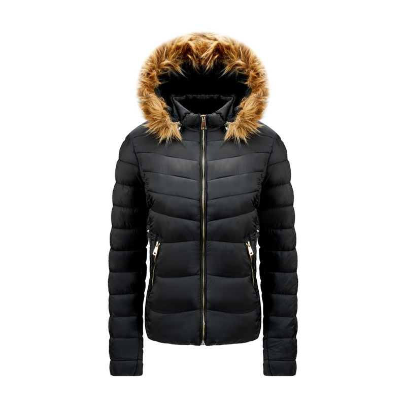 New Winter Jacket Women Parkas Big Fur Hooded Thick Down Cotton Padded Parka Female Jacket Short Coat Slim Warm Outwear XXL 201019