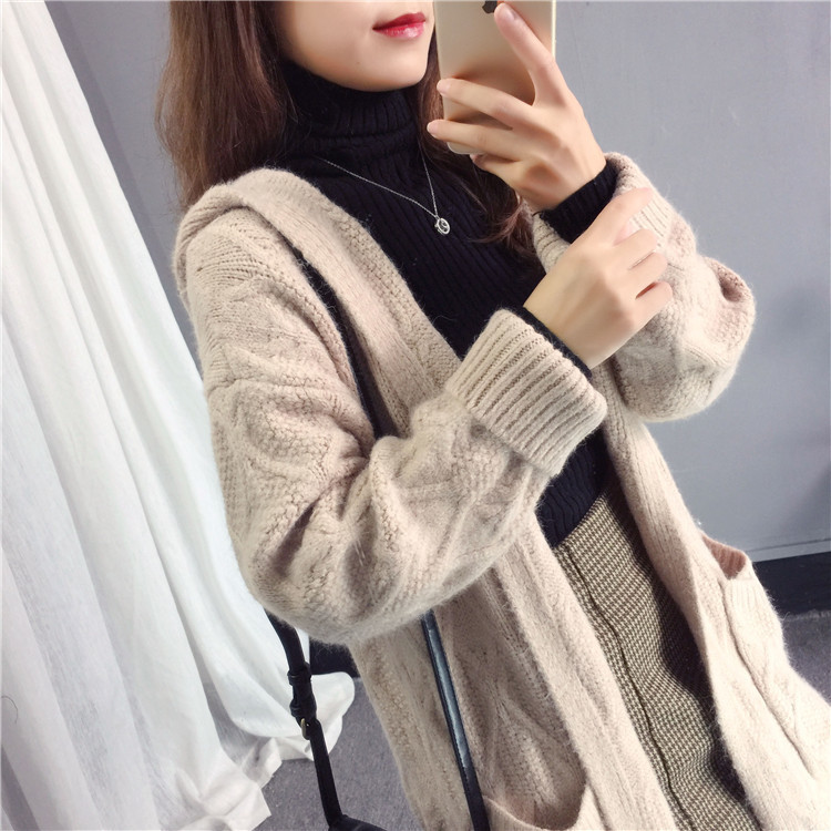 Women Long Sleeve Hooded Long Sweater Loose Knitted Sweater Coat Women Thick Cardigans Long Sweater Jumper Women Cape 201030wtt