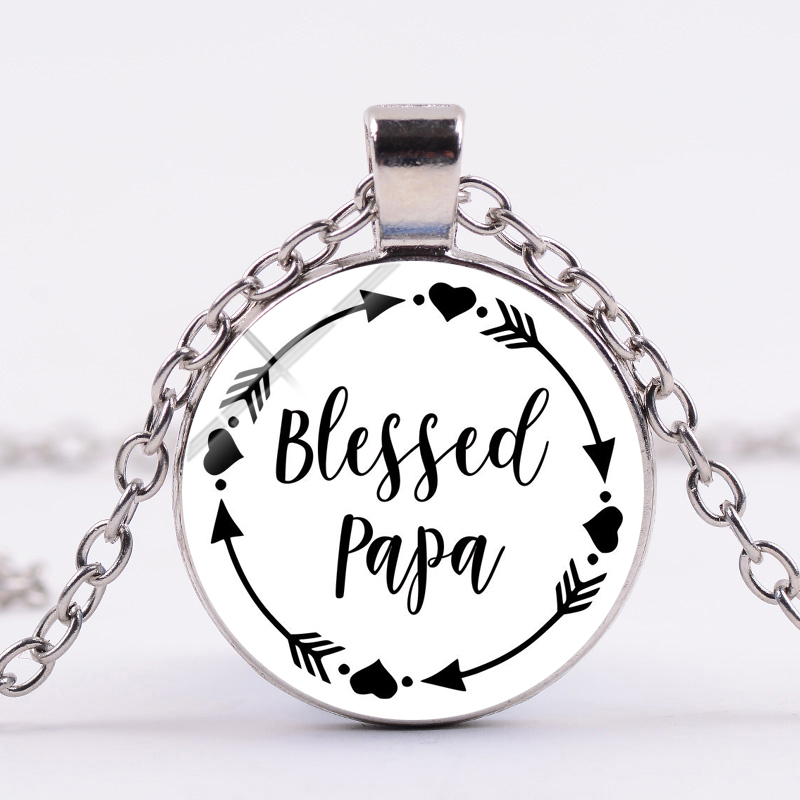Blessed Mama Papa Necklace Simple Letter Print Glass Silver Plated Pendant Sweater Chain Fathers Mother's Day Best Gifts 
Blessed Mama Papa Necklace Simple Letter Print Glass Silver Plated Pendant Sweater Chain Fathers Mother's Day Best Gifts