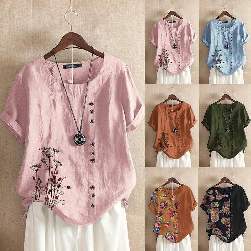 2020 Summer Printed Cotton Linen Blouse ZANZEA Vintage Casual O Neck Shirts Women Short Sleeve Tunic Tops Female Chemise Blusas, Wine red c
2020 Summer Printed Cotton Linen Blouse ZANZEA Vintage Casual O Neck Shirts Women Short Sleeve Tunic Tops Female Chemise Blusas, Wine red c