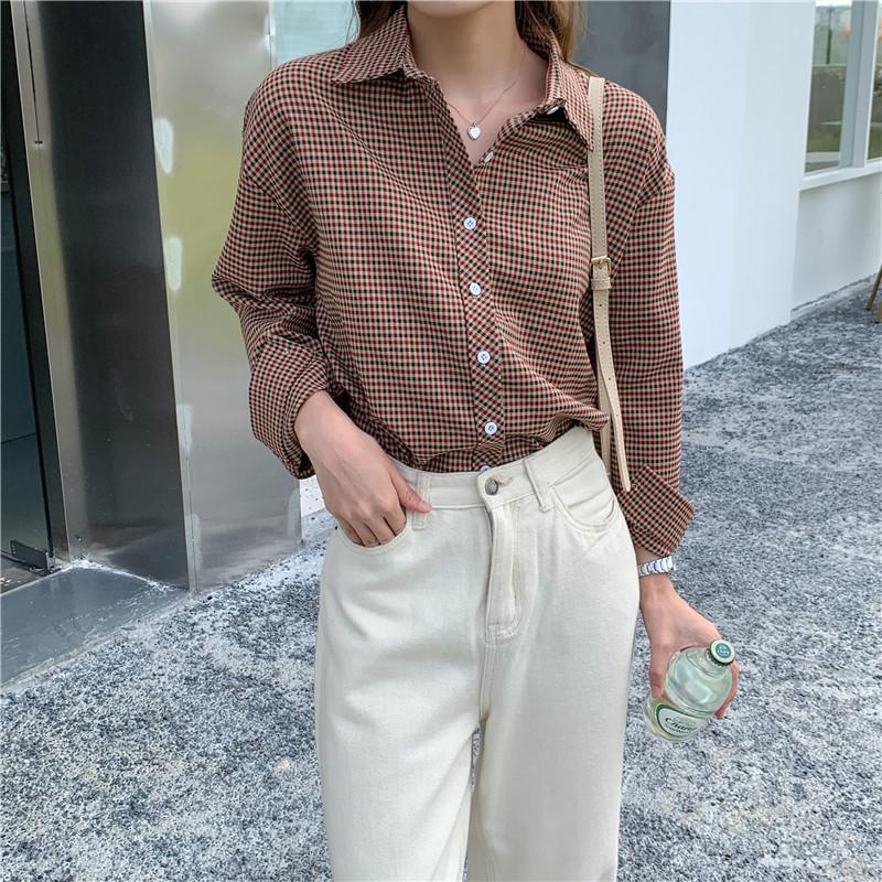 Shirts Clothing Autumn Casual All-match Vintage Fashion Harajuku Spring Daily Women Simple Blouses Plaid, Coffee cookies
Shirts Clothing Autumn Casual All-match Vintage Fashion Harajuku Spring Daily Women Simple Blouses Plaid, Coffee cookies