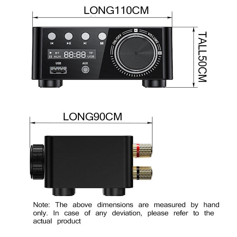 HIFI Bluetooth 5.0 Digital Power Audio Board 50WX2 Stereo AMP Amplificador Home Theater USB TF Card Player