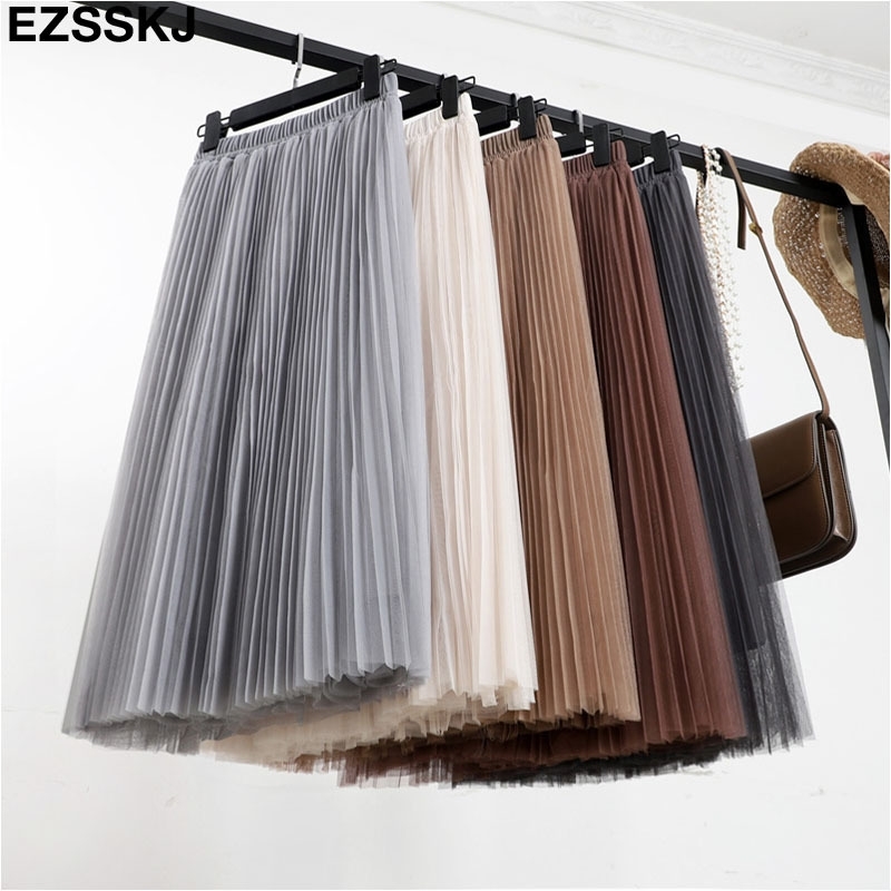 Long Tulle Skirt Women Spring Summer Korean Elegant High Waist A-line Pleated School Midi Skirt Female four layer Y200326, Gray
Long Tulle Skirt Women Spring Summer Korean Elegant High Waist A-line Pleated School Midi Skirt Female four layer Y200326, Gray