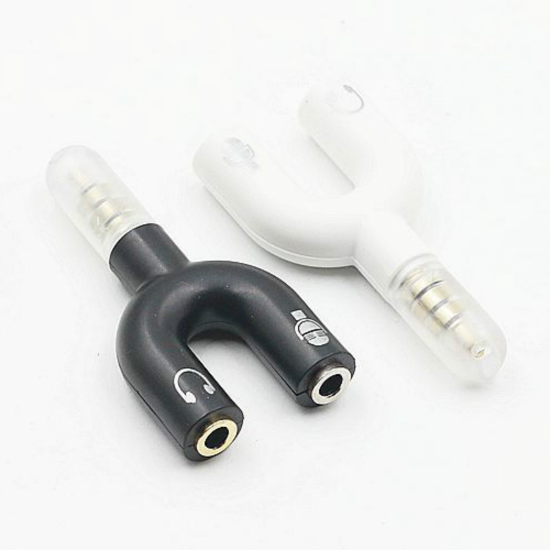 3.5mm Audio Cable 2 in 1 Splitter Stereo Plug with Mic & Headphone Earphone Adapters for Smartphone MP3 MP4 Player Game
