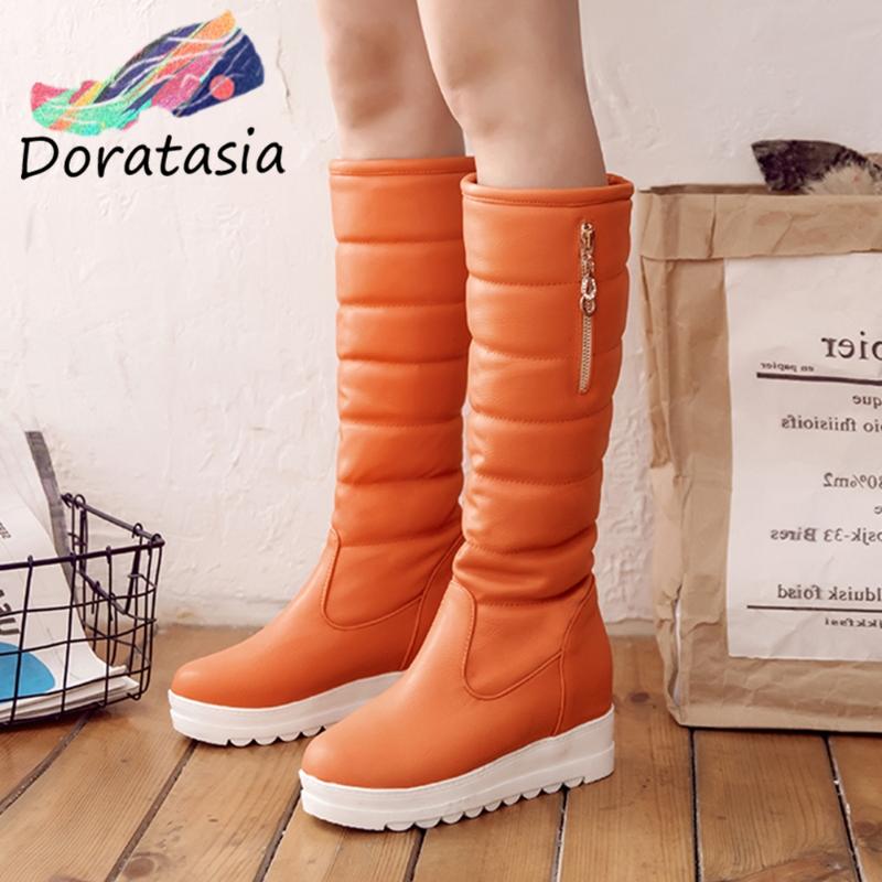 DORATASIA women Wateproof Platform Solid Slip On Knee High Shoes Warm Plush Comfy Fluffy Design Winter Boots Women Snow Boots, Black
DORATASIA women Wateproof Platform Solid Slip On Knee High Shoes Warm Plush Comfy Fluffy Design Winter Boots Women Snow Boots, Black