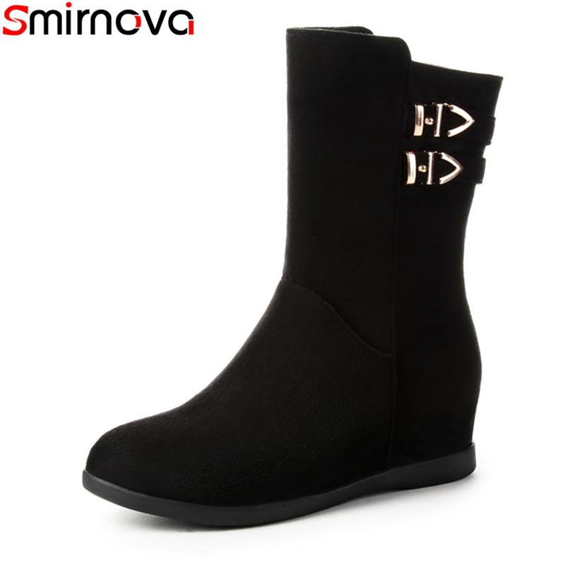 Smirnova NEW arrival 2020 mid calf boots flock black women's winter boots round toe height increasing heels size 34-43
Smirnova NEW arrival 2020 mid calf boots flock black women's winter boots round toe height increasing heels size 34-43