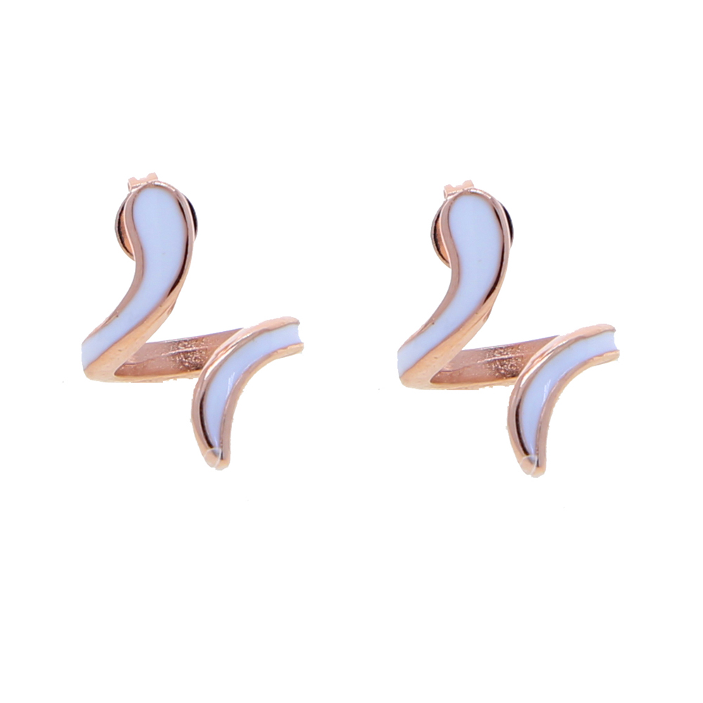 2021 Wholesale Factory price Enamel White Black color lovely Snake Shape Stud Earring for women cute girl wedding party gift jewelry