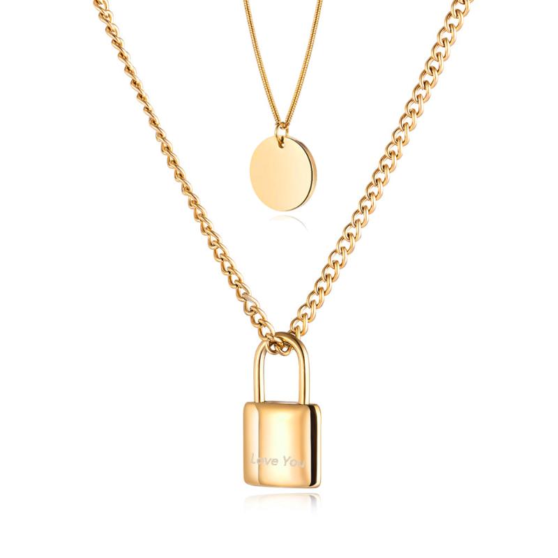 Chokers FIREBROS 2021 Gold Color Stainless Steel Round Tag Lock Pendant Layered Chain Necklace Choker Collar Women Jewelry Free
Chokers FIREBROS 2021 Gold Color Stainless Steel Round Tag Lock Pendant Layered Chain Necklace Choker Collar Women Jewelry Free