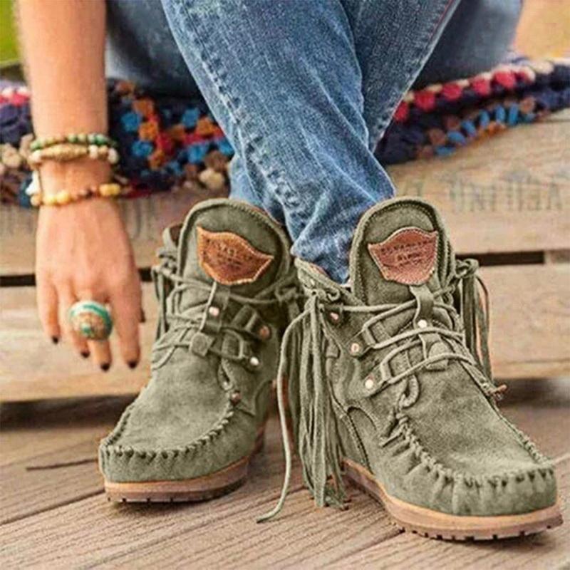 Winter Women Ankle Boots British Style Tube Frosted Tassel Boots Tide Lace-Up Boho Women Cowboy Shoes Botas Mujer, Blue
Winter Women Ankle Boots British Style Tube Frosted Tassel Boots Tide Lace-Up Boho Women Cowboy Shoes Botas Mujer, Blue
