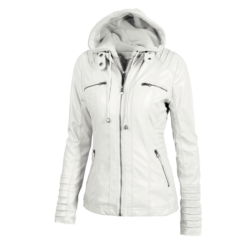 Casual leather Winter Jacket Women Coat Hoodies Autumn Zipper Motorcycle Jacket Outerwear Leather PU Jacket 201029
