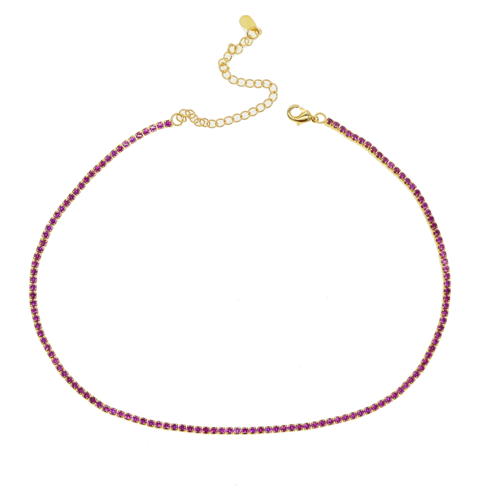 Trendy 2mm Cz Tennis Choker Necklace for Women Colorful White Red Green Elegance Multi Layer Trendy Fashion Women Gorgeous Jewelry European Design