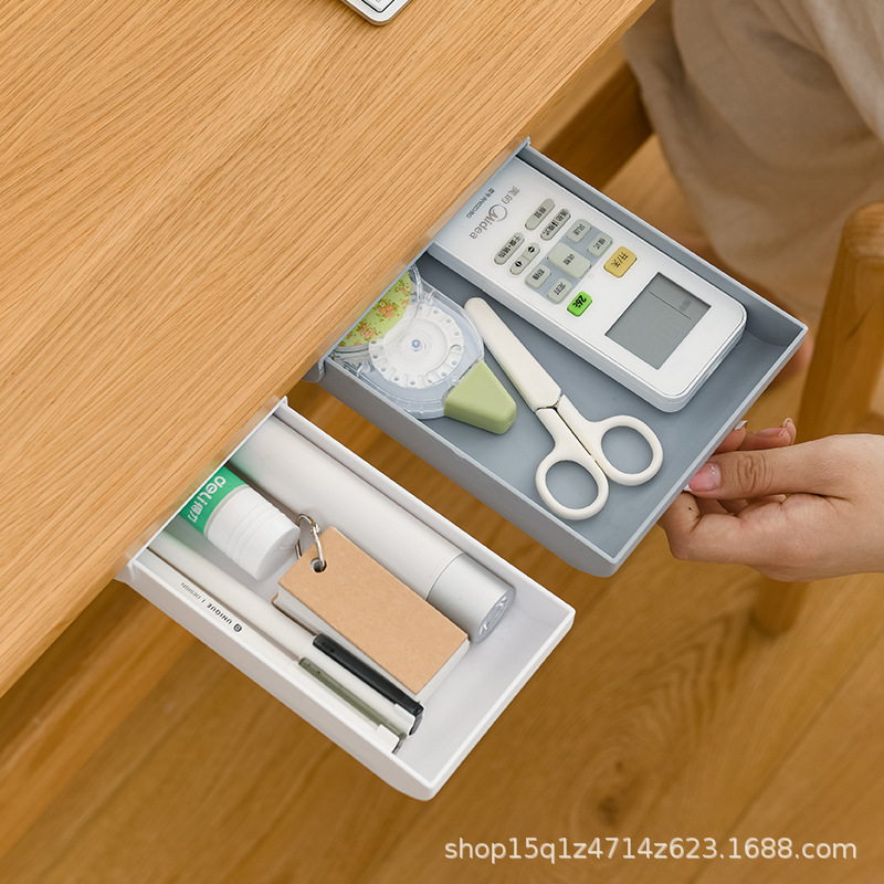 Hidden storage box without punching office supplies drawer type creative storage box student desk can be pasted with pencil case 
Hidden storage box without punching office supplies drawer type creative storage box student desk can be pasted with pencil case