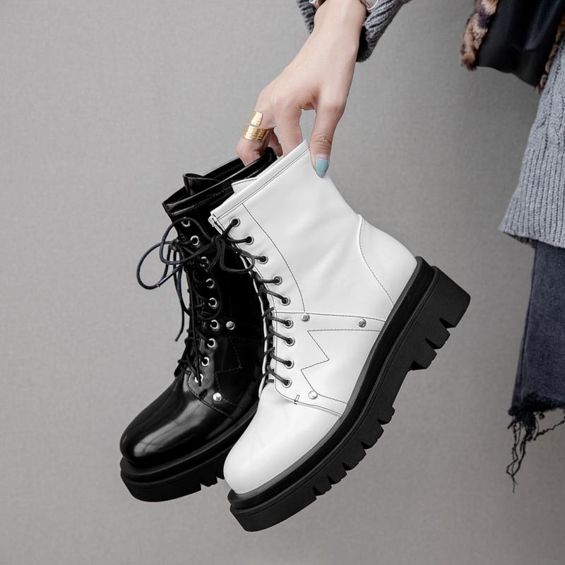 2021 new women's ankle motorcycle boots lace up platform boots round toe autumn winter botas ladies casual shoes size 34-43, Black
2021 new women's ankle motorcycle boots lace up platform boots round toe autumn winter botas ladies casual shoes size 34-43, Black