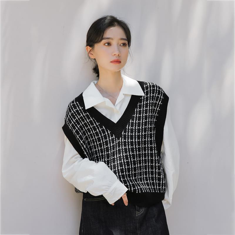 2021 New Mulher Causal Houndstooth Colete De Malha Sem Mangas Camisola Syzm, Black vest blouse
2021 New Mulher Causal Houndstooth Colete De Malha Sem Mangas Camisola Syzm, Black vest blouse