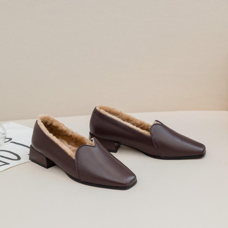 MLJUESE 2020 women pumps Cow leather winter wool fur square toe brown color slip on high heels party dress wedding, Apricot
MLJUESE 2020 women pumps Cow leather winter wool fur square toe brown color slip on high heels party dress wedding, Apricot