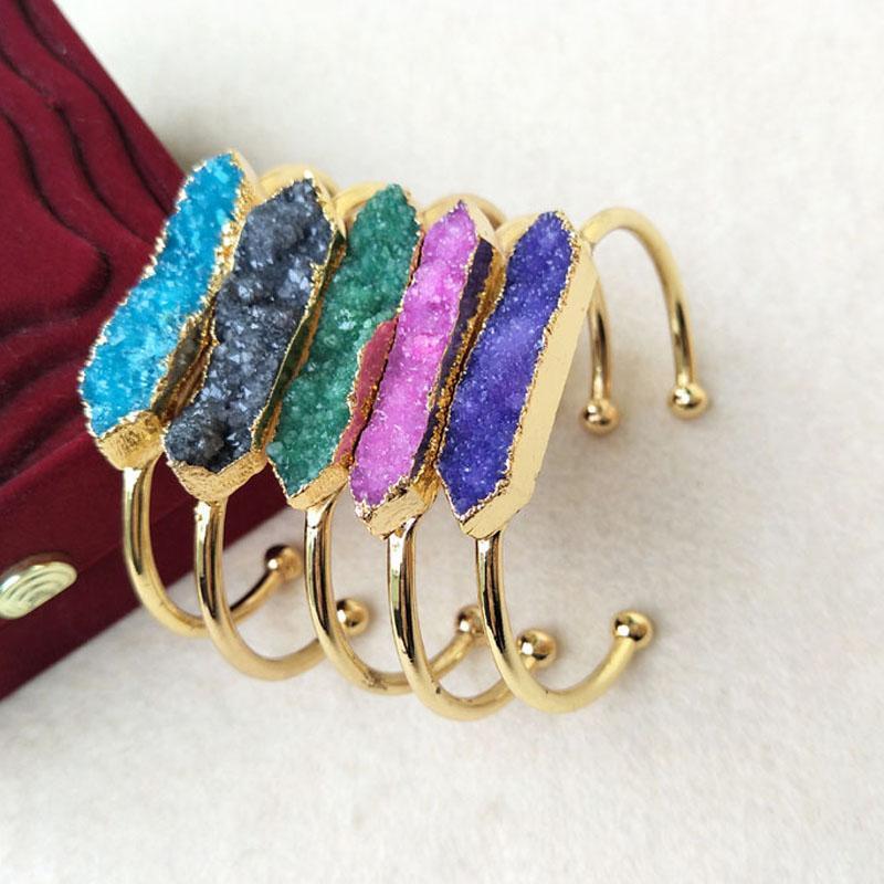5Pcs Natural druse Druzy Geode Quartz Stone Handcuff Gold color Electroformed Drusy Bracelets Jewelry BG391, Black
5Pcs Natural druse Druzy Geode Quartz Stone Handcuff Gold color Electroformed Drusy Bracelets Jewelry BG391, Black