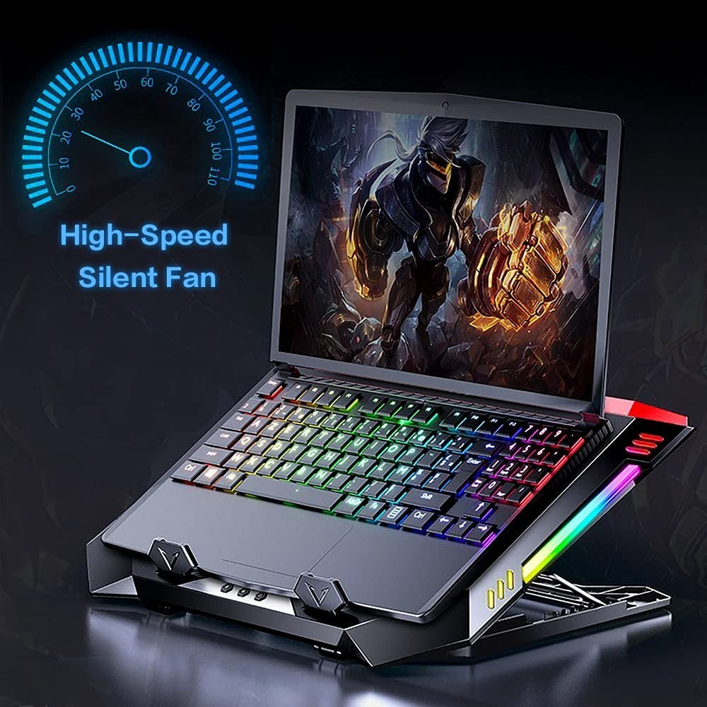 Laptop Cooling Pad for 14-18 Inch Gaming Laptop Stand with Double Blower, Gaming Laptop Cooler Stand with 7 Angle Adjustable, Two USB Ports and Colorf