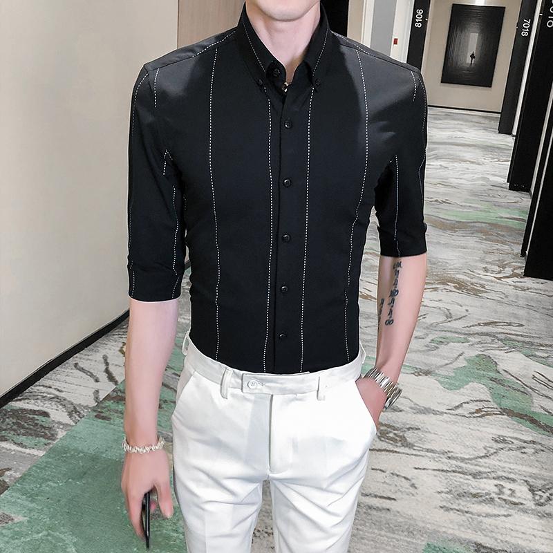 High Quality Men Dress Shirt Fashion 2020 Summer Half Sleeve Men Striped Shirts Slim Fit Casual Social Shirts For No Ironing, Black
High Quality Men Dress Shirt Fashion 2020 Summer Half Sleeve Men Striped Shirts Slim Fit Casual Social Shirts For No Ironing, Black