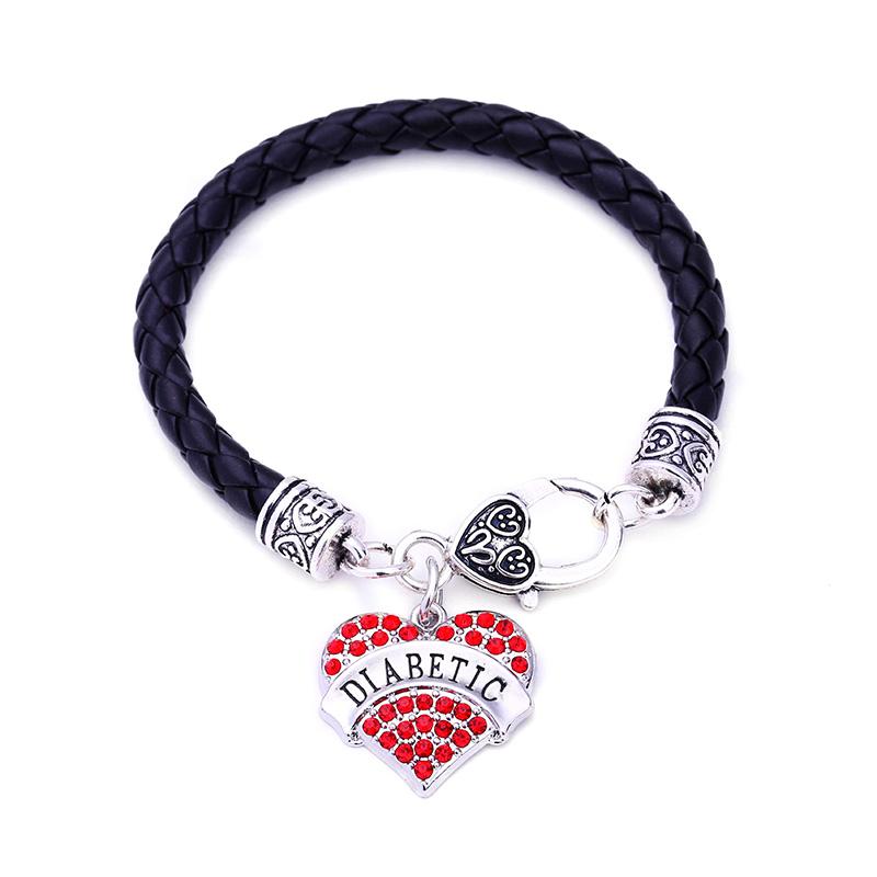 High Quality rhodium plated with sparkling crystals DIABETIC heart charm bracelet rope chain
High Quality rhodium plated with sparkling crystals DIABETIC heart charm bracelet rope chain