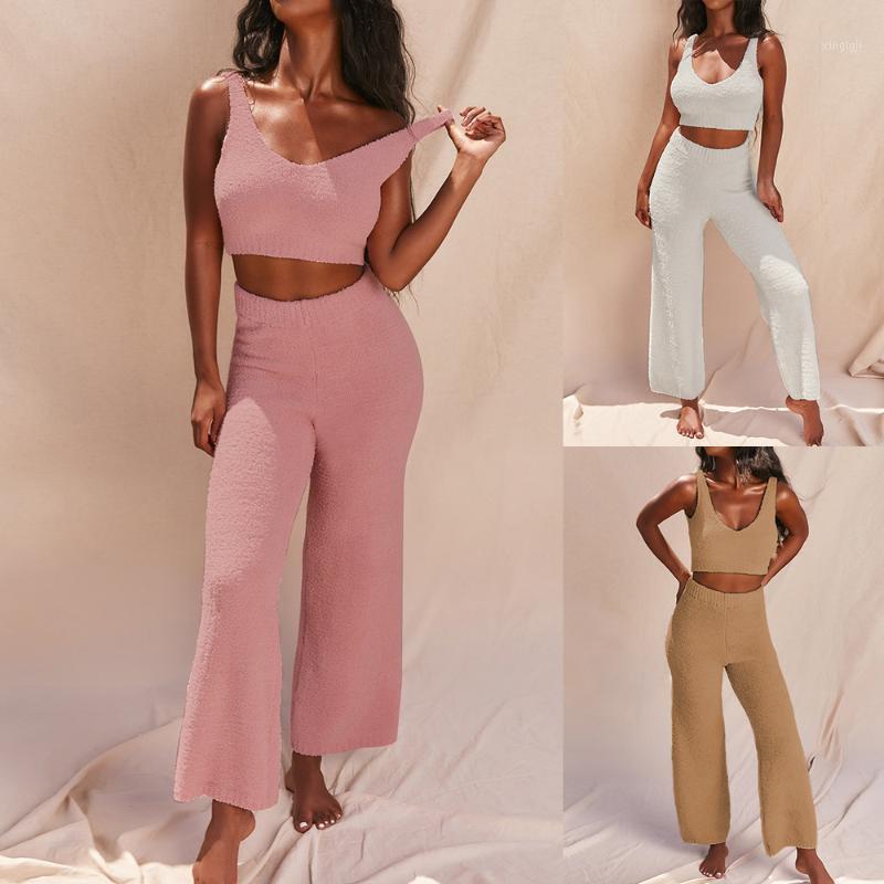 2 Piece Knitted Set Women Outfits Sleeveless Top Long Wide Leg Pants Sweater Suits Sets1, White 
2 Piece Knitted Set Women Outfits Sleeveless Top Long Wide Leg Pants Sweater Suits Sets1, White