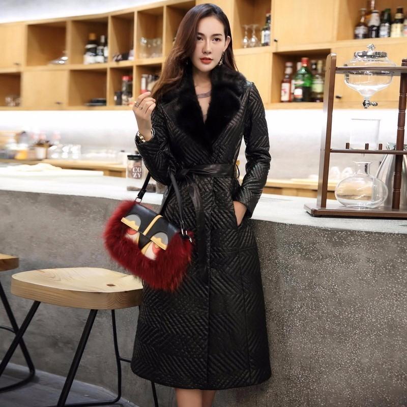 Women Winter Genuine Leather Coat With Real Collar Female Natural Sheepskin Coat With Belt Luxury Good Quality WHF101, As show
Women Winter Genuine Leather Coat With Real Collar Female Natural Sheepskin Coat With Belt Luxury Good Quality WHF101, As show