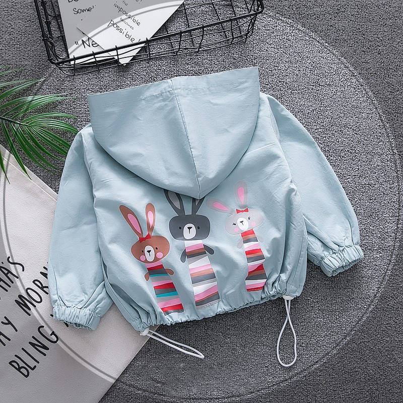 Children's clothing 3-9 years old girls jacket children spring and autumn cute baby jacket Cartoon printed rabbit windbreaker 201126