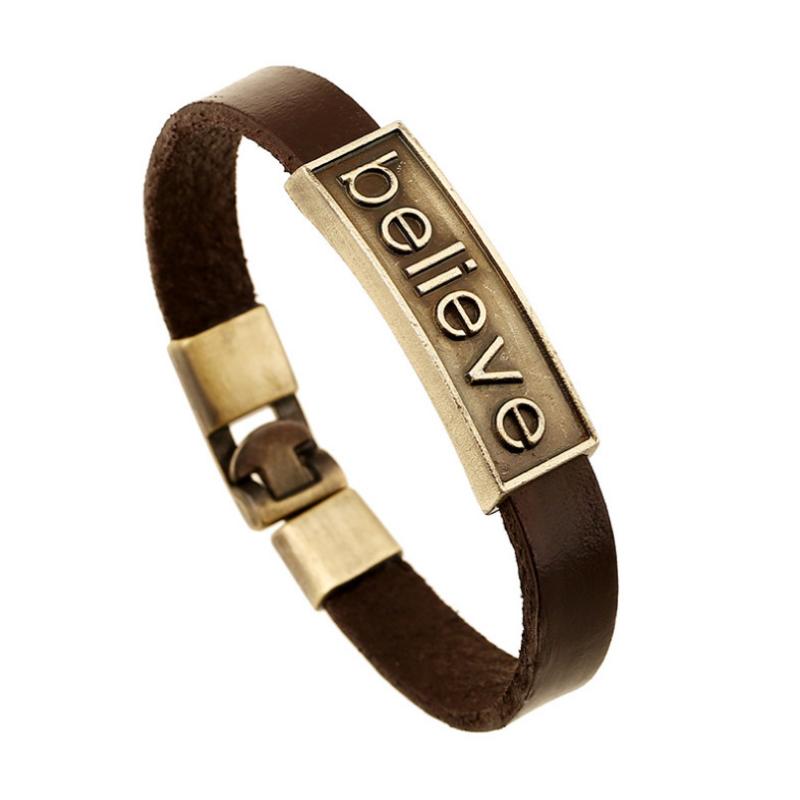 Fashion Vintage Retro Believe Alloy Charm Bracelet Cuff Genuine Leather Wristband Wrap Bangle Punk Casual Men Women Jewelry Gift
Fashion Vintage Retro Believe Alloy Charm Bracelet Cuff Genuine Leather Wristband Wrap Bangle Punk Casual Men Women Jewelry Gift