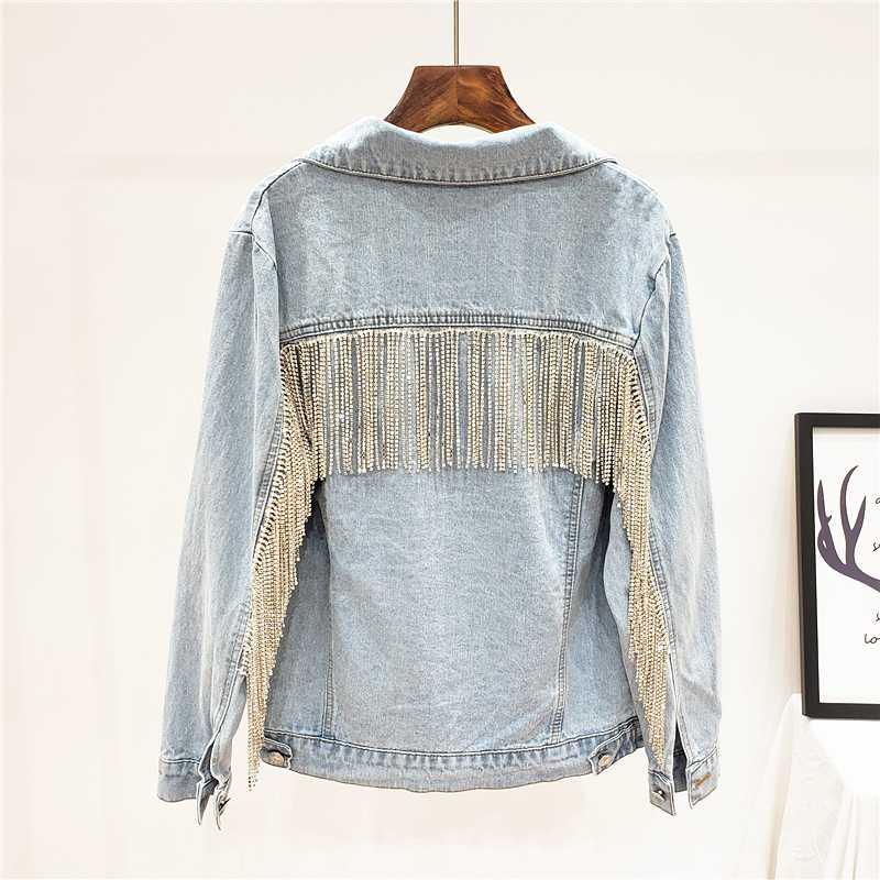 Short Fashion Rhinestone Chain Tassel Denim jacket Women's Long sleeve Blue Washed Vintage Loose Jean Ropa de mujer kg-119, Black;brown
Short Fashion Rhinestone Chain Tassel Denim jacket Women's Long sleeve Blue Washed Vintage Loose Jean Ropa de mujer kg-119, Black;brown