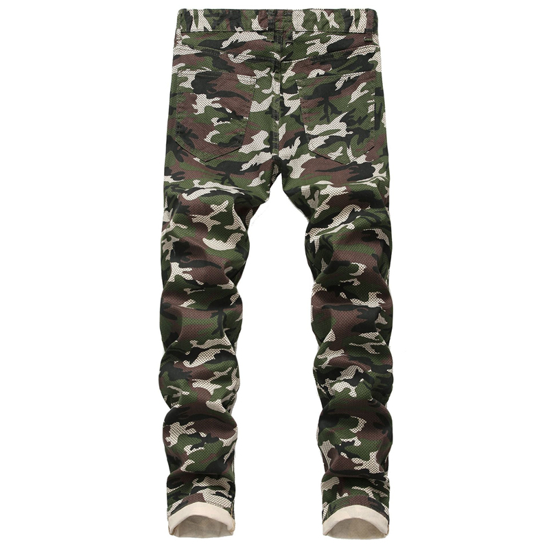 Slim Fit Camo Men Jeans Army Green Camouflage Skinny Denim Stretch Pant Mens Biker Jeans Streetwear for Men Calca Masculina1553 201128