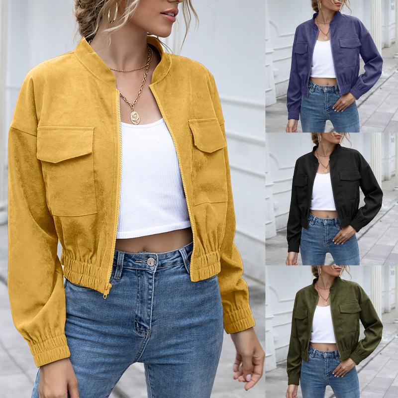 New autumn and winter fashion women' long-sleeved stand-collar short jacket Pure color casual jacket Cool girl goddess2020,2021, Ag
New autumn and winter fashion women' long-sleeved stand-collar short jacket Pure color casual jacket Cool girl goddess2020,2021, Ag