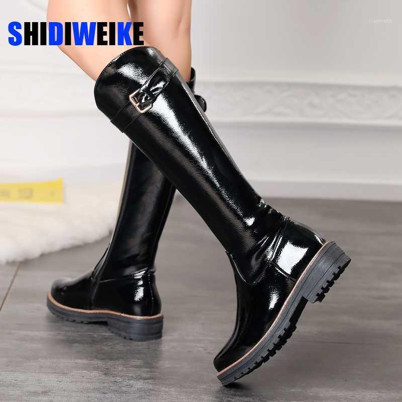 2020 Winter Fashion Patent Leather Women Motorcycle Boots Zipper Buckle Knee High Boots Round Toe Women Footwear AC1051, Black autumn
2020 Winter Fashion Patent Leather Women Motorcycle Boots Zipper Buckle Knee High Boots Round Toe Women Footwear AC1051, Black autumn