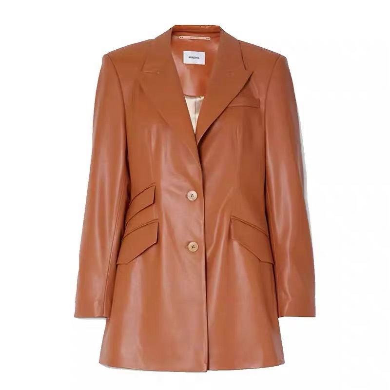 Women's Leather & Faux Nanushka 2021 Autumn And Winter Imported Protein Two-button Classic All-match Jacket