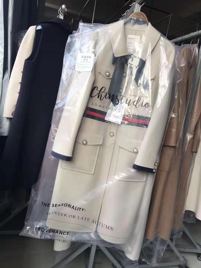 Elegant handmade wool coat beige high-end double-sided cashmere coat women's middle long bow retro woolen coat 201103