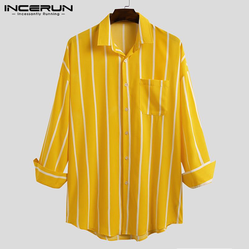 INCERUN Fashion Men Striped Shirt Turn Down Collar Loose Long Sleeve Button Blouse Streetwear Pockets Casual Shirts Camisa -5XL, Yellow
INCERUN Fashion Men Striped Shirt Turn Down Collar Loose Long Sleeve Button Blouse Streetwear Pockets Casual Shirts Camisa -5XL, Yellow