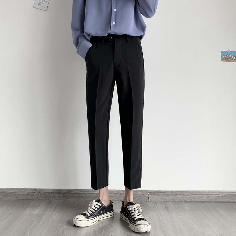 Men's Dress 2021 Spring New Fine Straight Pants Nine Minutes Youth 27-34 223D, Black
Men's Dress 2021 Spring New Fine Straight Pants Nine Minutes Youth 27-34 223D, Black