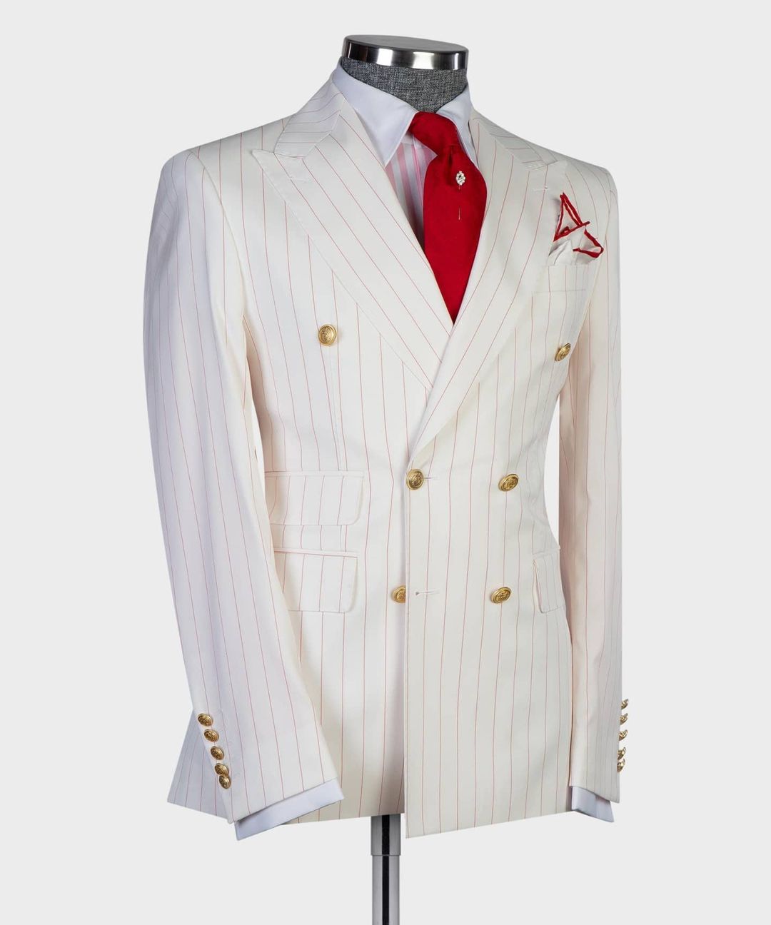 Vintage Handsome Mens Suit With Two-pieces Custom made Pinstripe Cotton Wedding Suits Jacket and Pants De Mariage Hommer