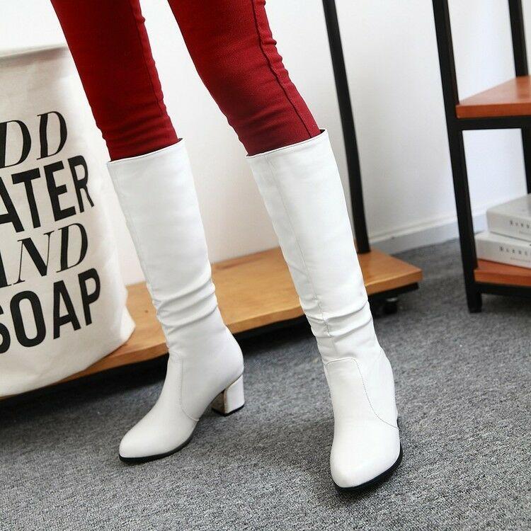 New Block Heels Slouch Ladies Mid Calf Boots Pull on Casual Shoes Autumn Plus Size, White
New Block Heels Slouch Ladies Mid Calf Boots Pull on Casual Shoes Autumn Plus Size, White
