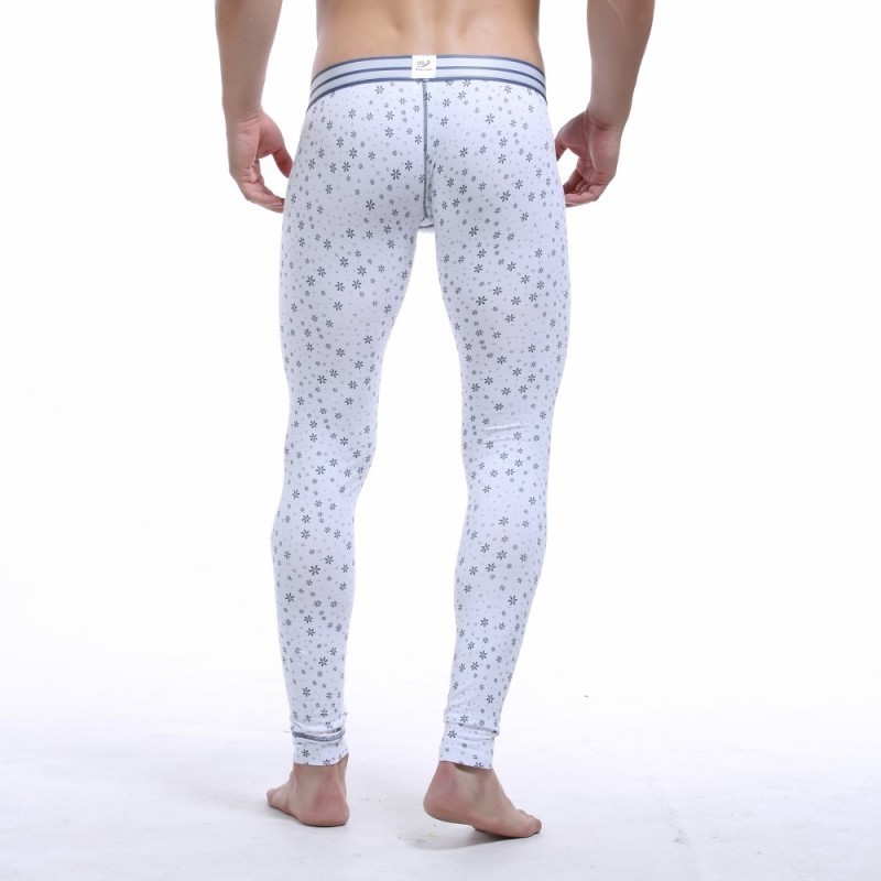 WJ Men's Warm Pants Cotton Breathable Slimming Plaid Thin Leggings Autumn and Winter Monolayer Male Long Johns 201023