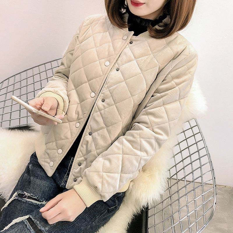 High Quality Winter Women's Short Jacket Korean Version Parka Plus Size Velvet Coat Short Light Gold Velvet Cotton Jacke 201017