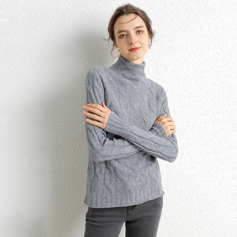 Winter Women Pullovers Sweater Knitted Elasticity Casual Jumper Fashion Turtleneck Warm Female 100% Merino Wool Cashmere Sweater 201130