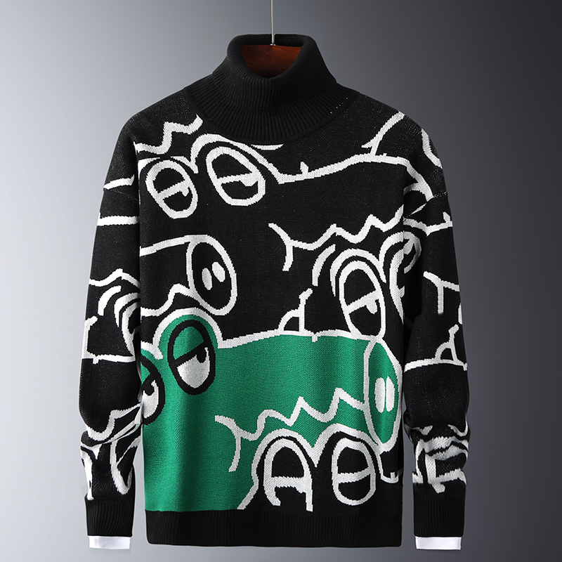Autumn Winter Thick Sweater Men Knitted Ribbed Pullover Sweater Long Sleeve Turtleneck Slim Jumper Soft Warm Pull Male 201125